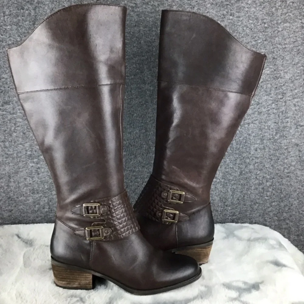 Vince Camuto Brown Leather Knee-High Boots Size 7.5‎